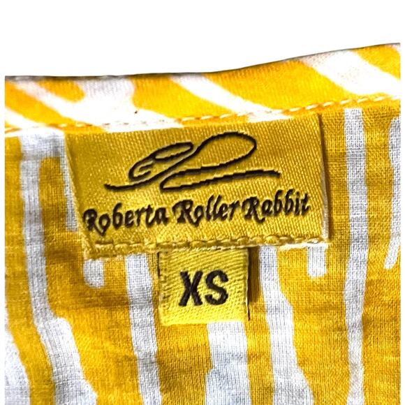 Roberta Roller Rabbit Yellow White Tunic 100% Cotton Size XS Boho Resort Wear - Picture 4 of 5